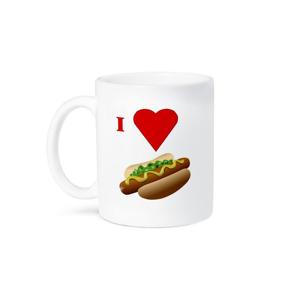 3dRose I Love Hot Dogs Ceramic Mug 11 oz