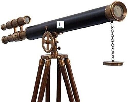 39-inch Antique Brass Griffith Astro Telescope with Leather Accents & Tripod Stand