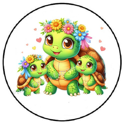 MOTHERS DAY TURTLES ENVELOPE SEALS LABELS STICKERS PARTY FAVORS-image