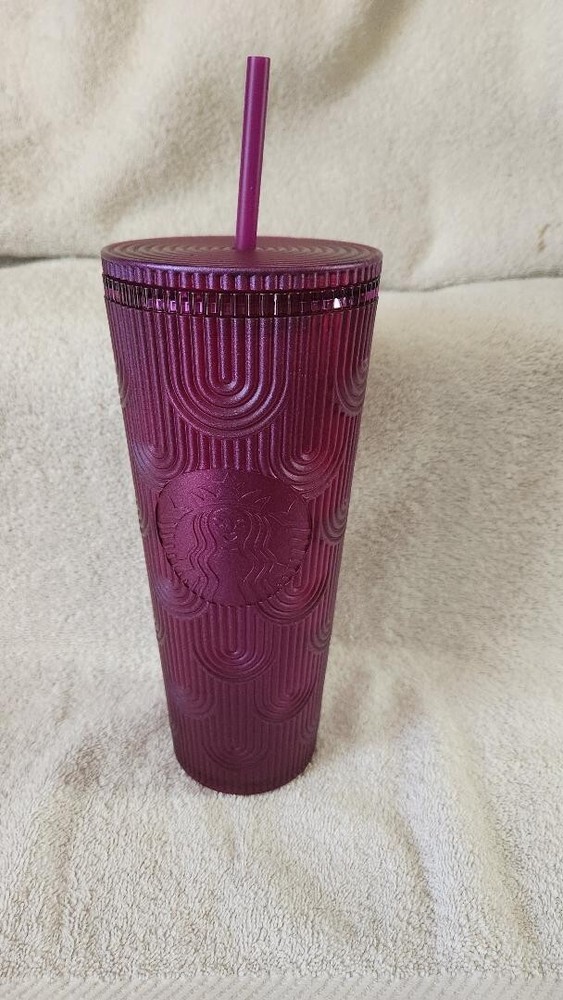 Starbucks Purple Iced Coffee Reusable Cup with Straw Lid  