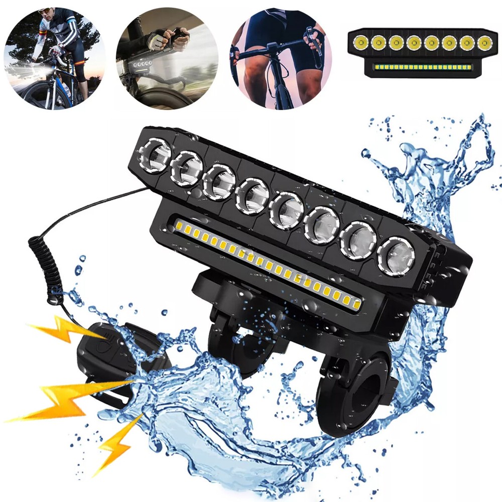 Super Bright 8 LED USB Rechargeable Waterproof Bike Headlight