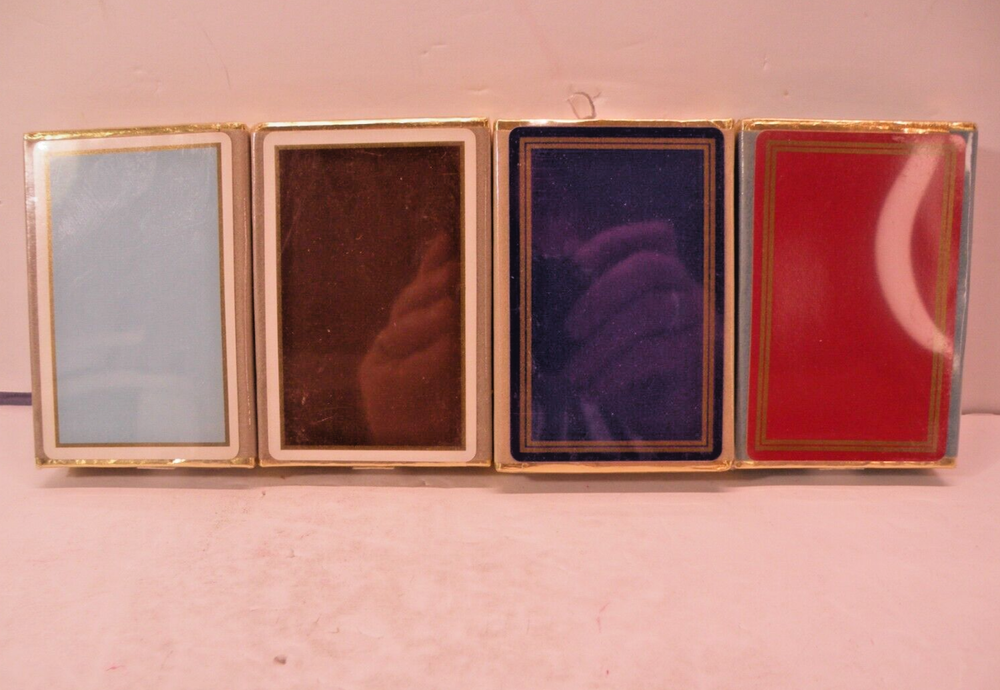 4 Decks Sealed Congress Playing Cards Cell-u-tone Finish Blue Brown Red Purple
