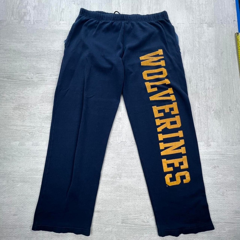 Vintage 90s Michigan Wolverines Sweatpants Size: L Blue Yellow NCAA College