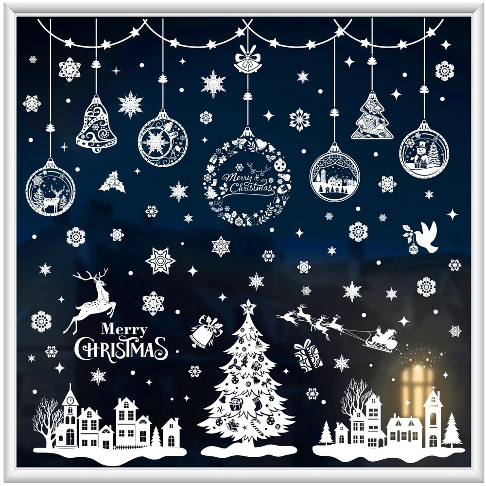 GYGYL 9 Sheets Christmas Snowflake Window Clings Stickers for Glass, Xmas Dec...