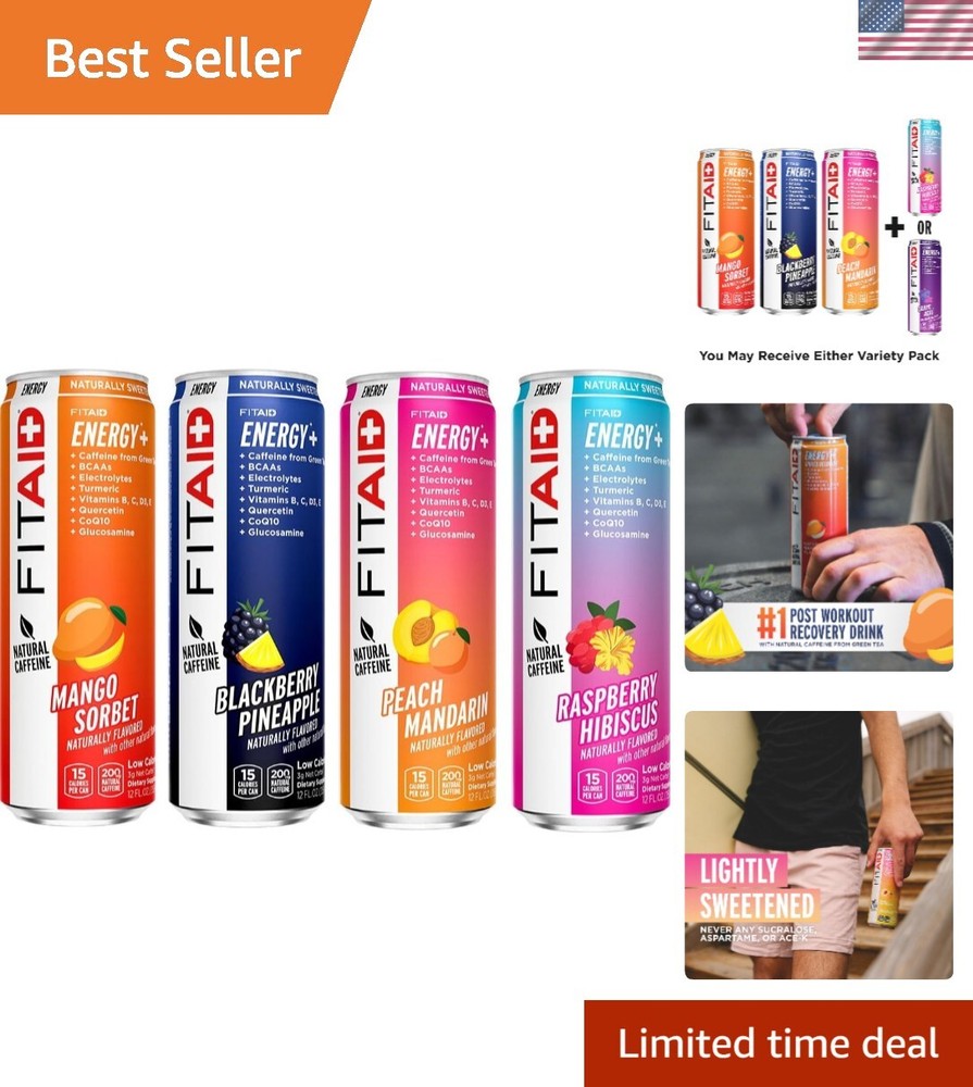 FITAID Energy Drink, 200mg Natural Caffeine, Keto, 15 Calories, Variety Pack,...