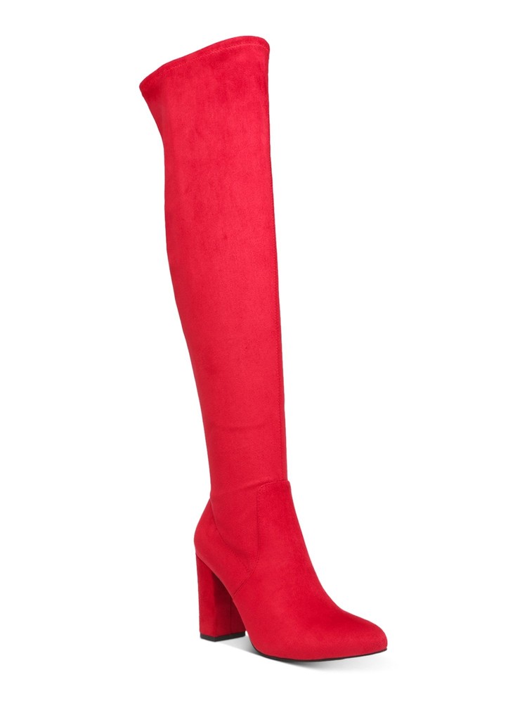 WILD PAIR Womens Red 19.5 Boot Height Bravy Toe Block Heel Heeled Boots 7 M