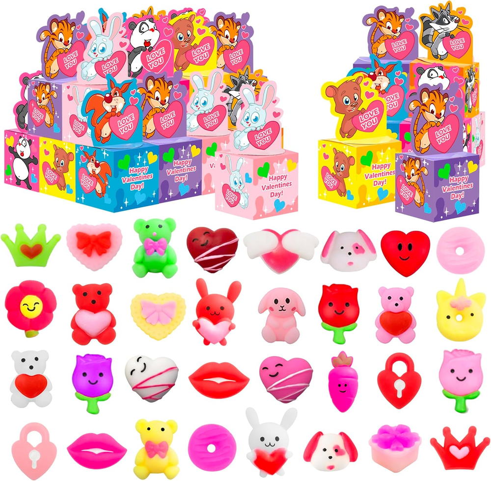 24Pcs Valentine's Day Squishy Mochi Toy Gift Box for Kids-image