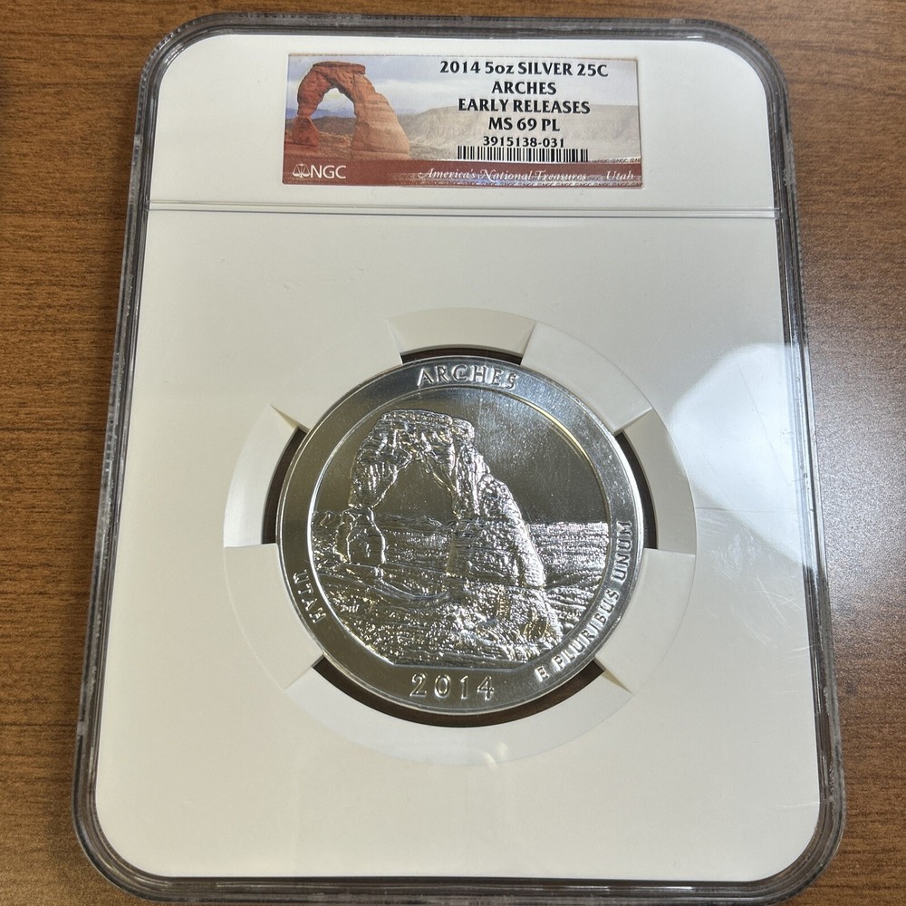 2014 ATB Utah Arches 5 oz Silver Quarter NGC MS69 PL Early Releases