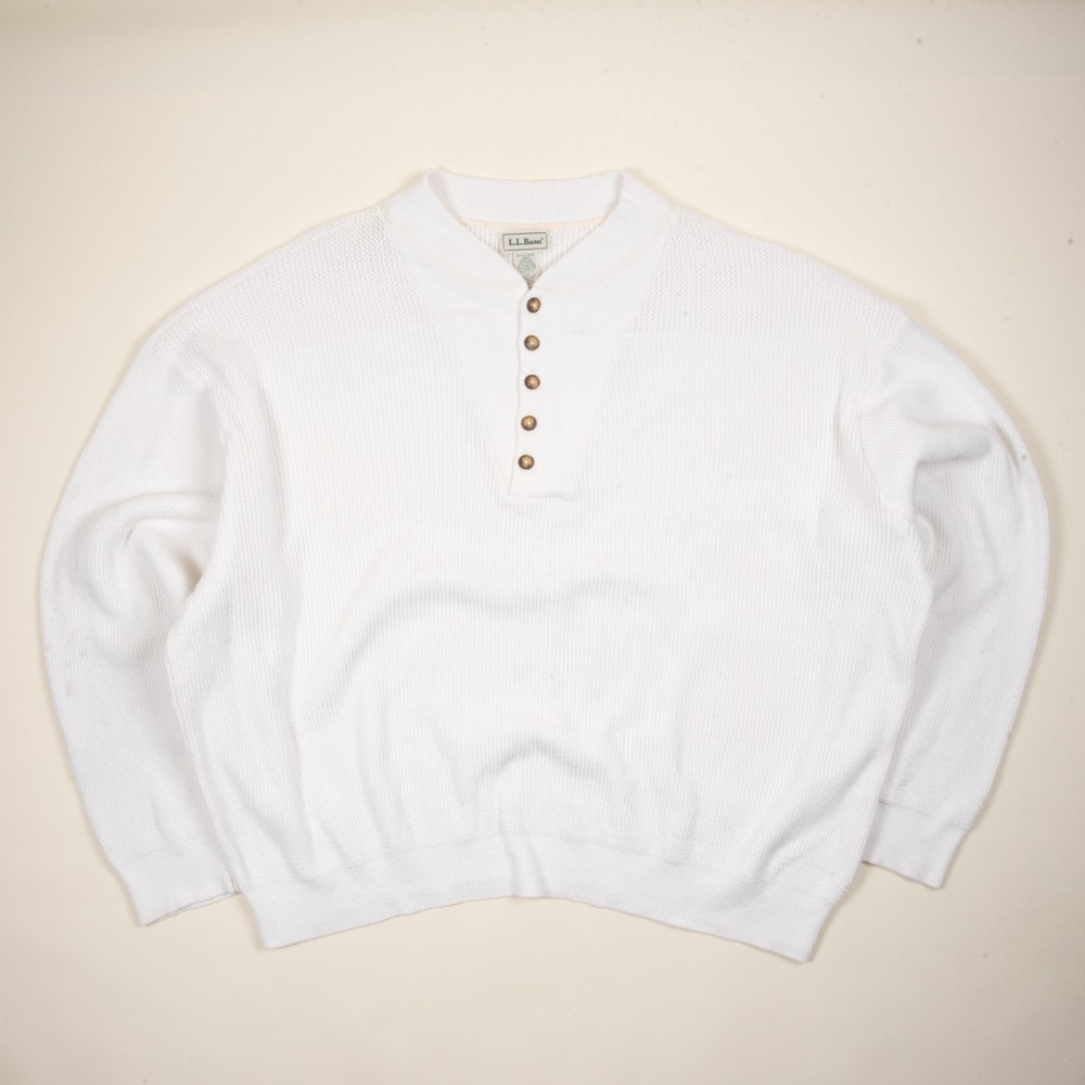 Vintage L. L. Bean Knit Jumper Pullover Henley Sweater Made In The USA 1646