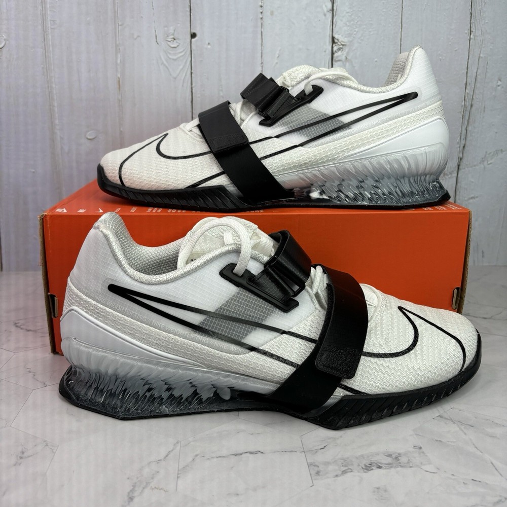Nike Romaleos 4 White Black Mens Sz 11 Weightlifting Shoes CD3463-101 *No Lid*