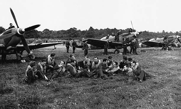 Royal Air Force pilots enjoy a moment's relaxation Historic Old Photo