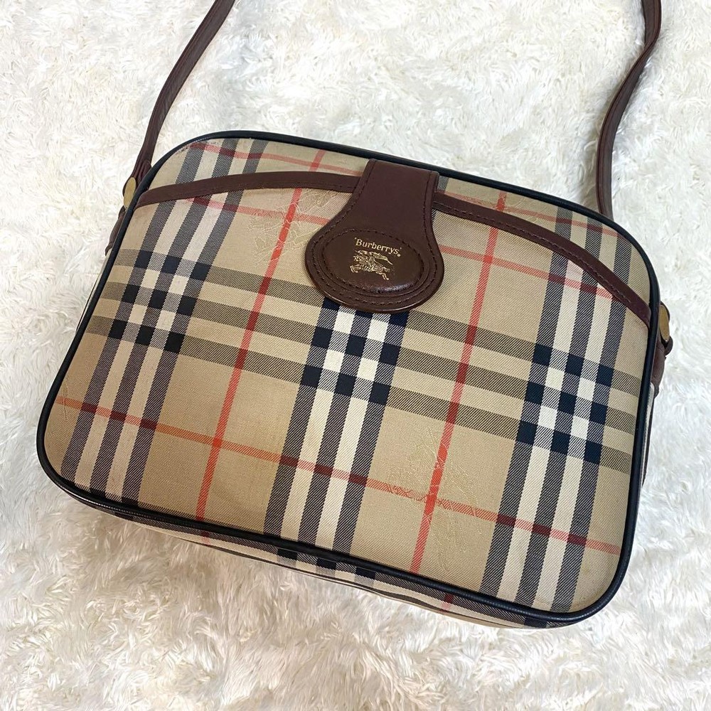 Burberry Shoulder Bag Nova Check Canvas Brown Authentic F1205359