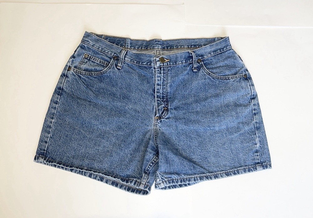 Women’s Wrangler Blues Denim Jean Shorts Size 14 Vintage 100% Cotton 90s Retro