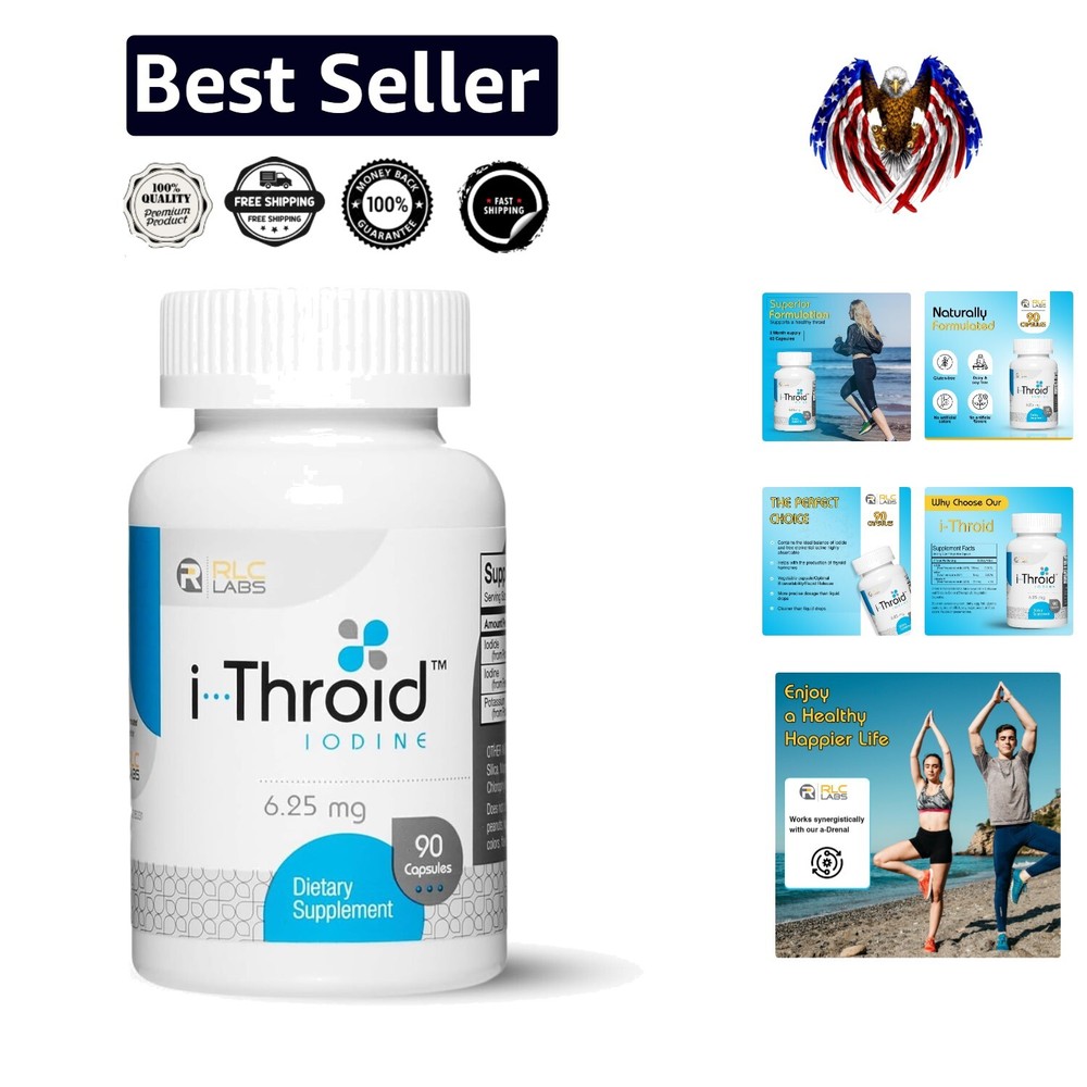 90 Count of i-throid 6.25 mg Capsules - Iodine Formula for Hormonal Balance