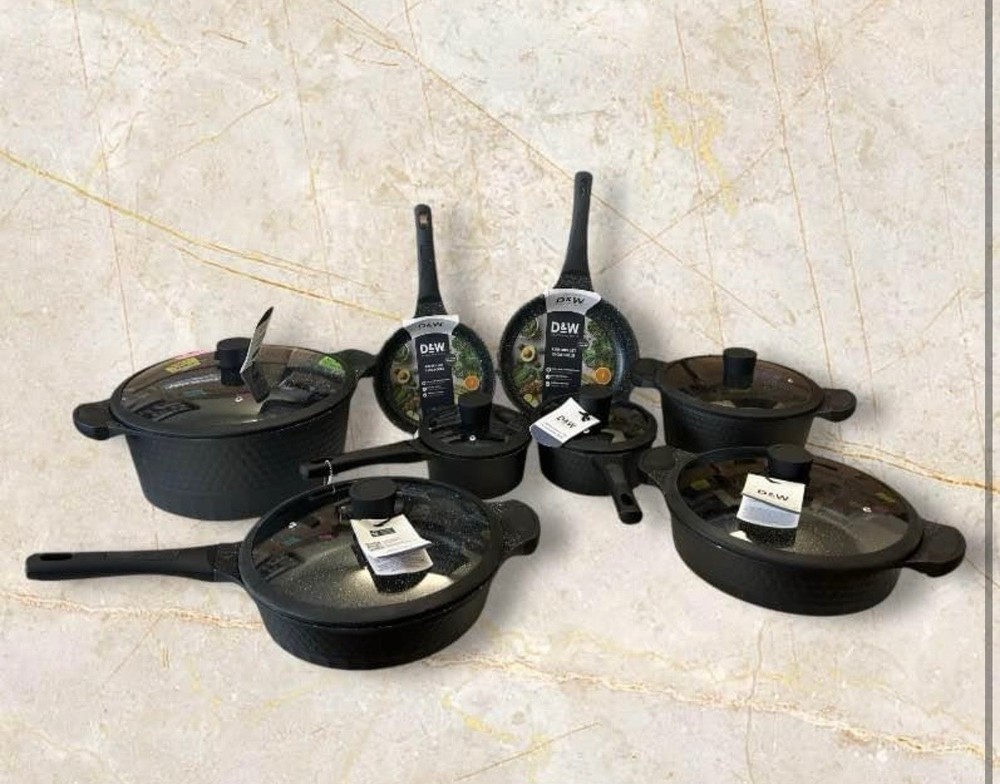 D&W Deane & White Cookware Collection Set 14pc Color Black Casserole Pan Set