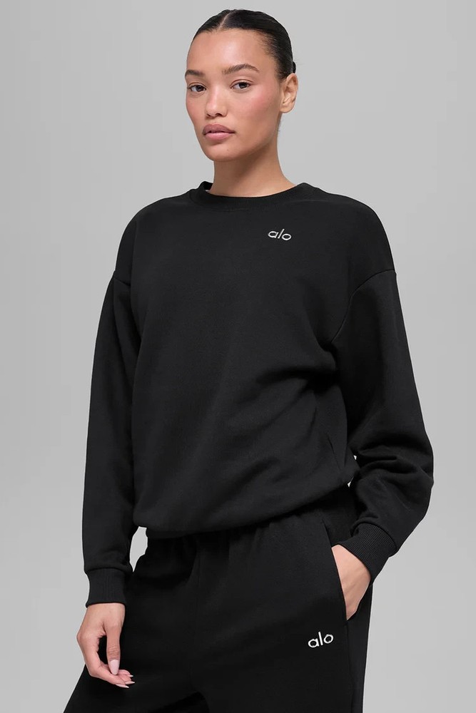 🧡*NWT*Alo Yoga Accolade Crew Neck Pullover Unisex Style Size S Color Black $138