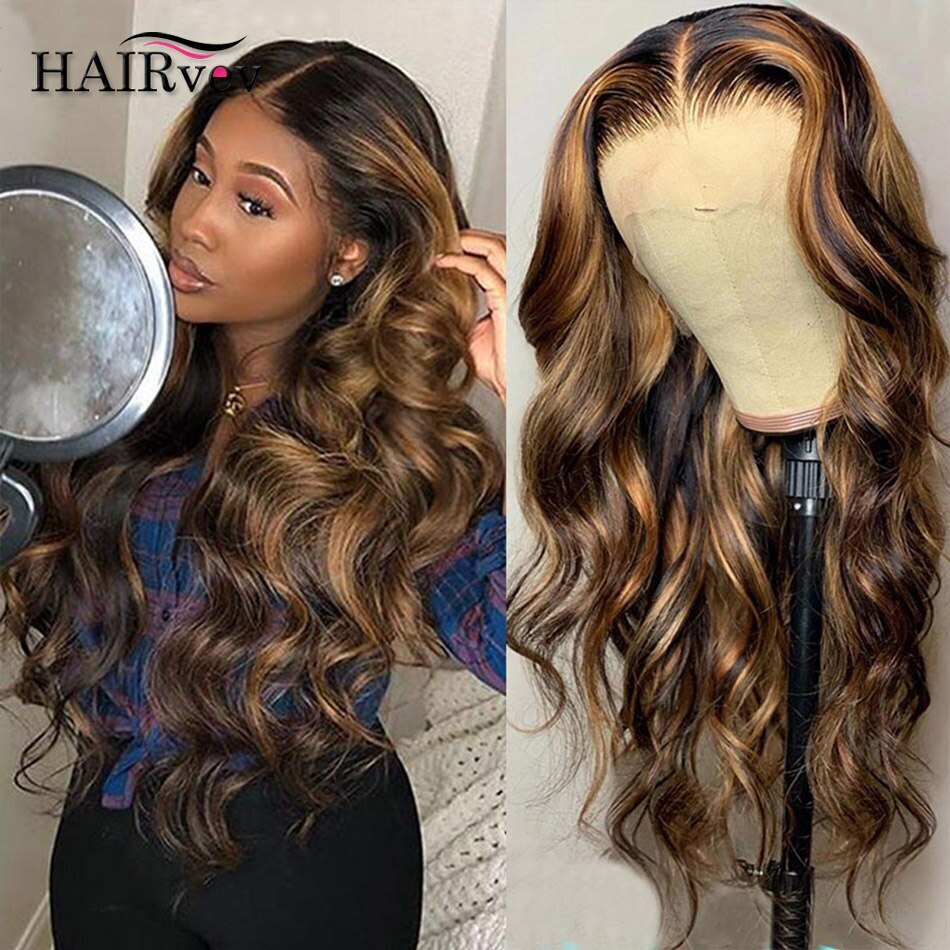 Honey Blonde 13x4 Lace Front Wig Body Wave Pre Plucked Highlight Human Hair