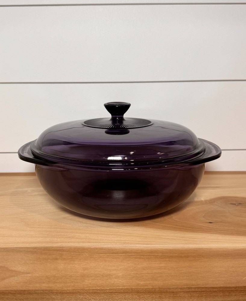 PYREX #024 Purple Casserole Baking Dish + Pyrex Lid #624C USA Glass 2 Qt. VTG