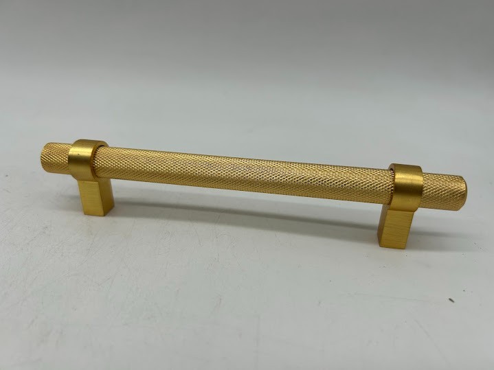 GLIDERITE 5 in. (128 mm ) Center-to Center Brass Gold Knurled Bar Pull, 10-Pack