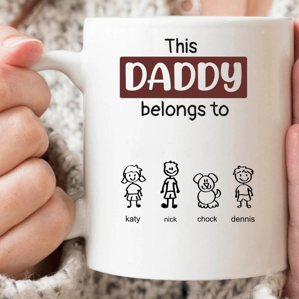 This Daddy Belongs To Family Coffee Mug - Perfect Fathers Day Gift For Dad