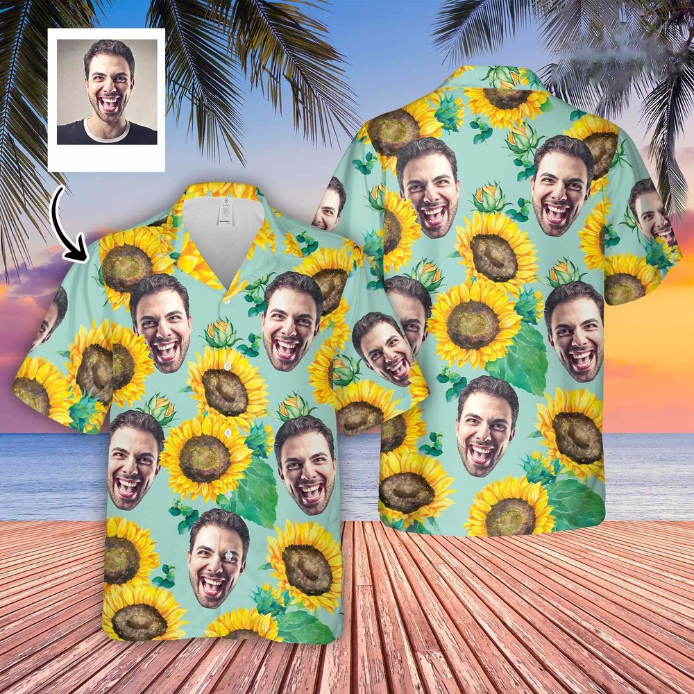 Custom Happy Sunflowers 3D Floral Hawaiian Shirt for Men and Women