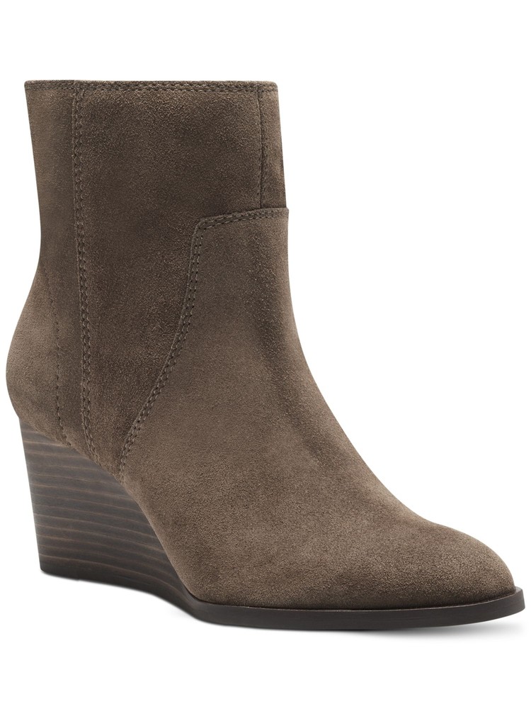 LUCKY BRAND Womens Brown Goring Wafael Almond Toe Wedge Leather Booties 9.5 M