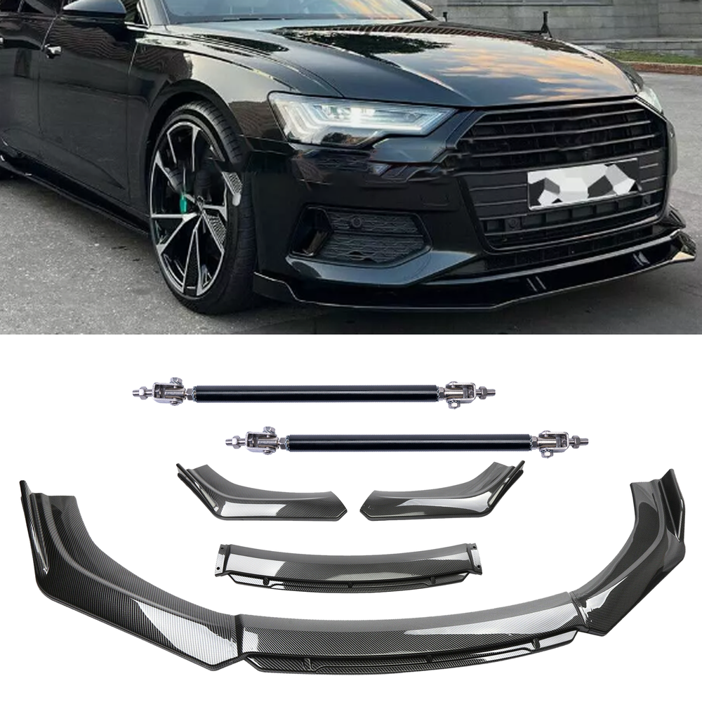 Carbon Fiber Front Bumper Lip for Audi A3 S3 RS3 Chin Spoiler Body Kit Strut Rod  