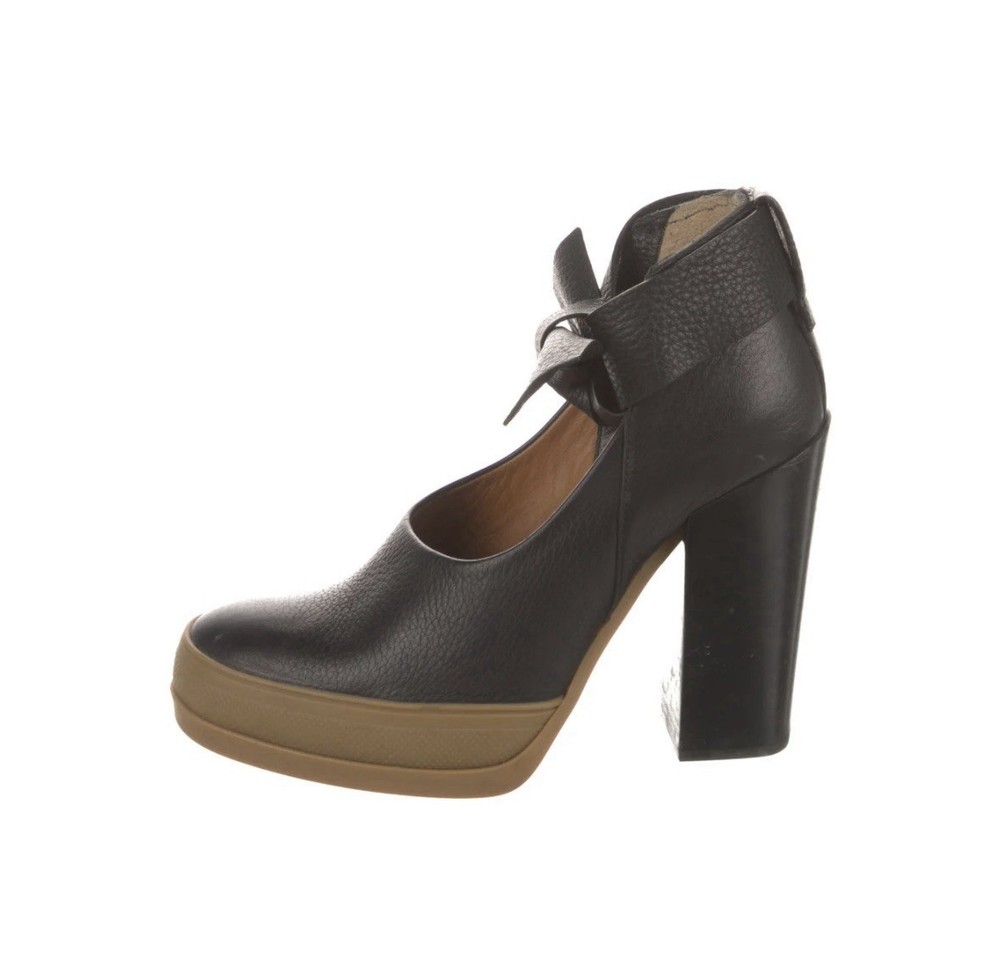 Chloe Leather Platform Pump Heel Shoes Made In Italy