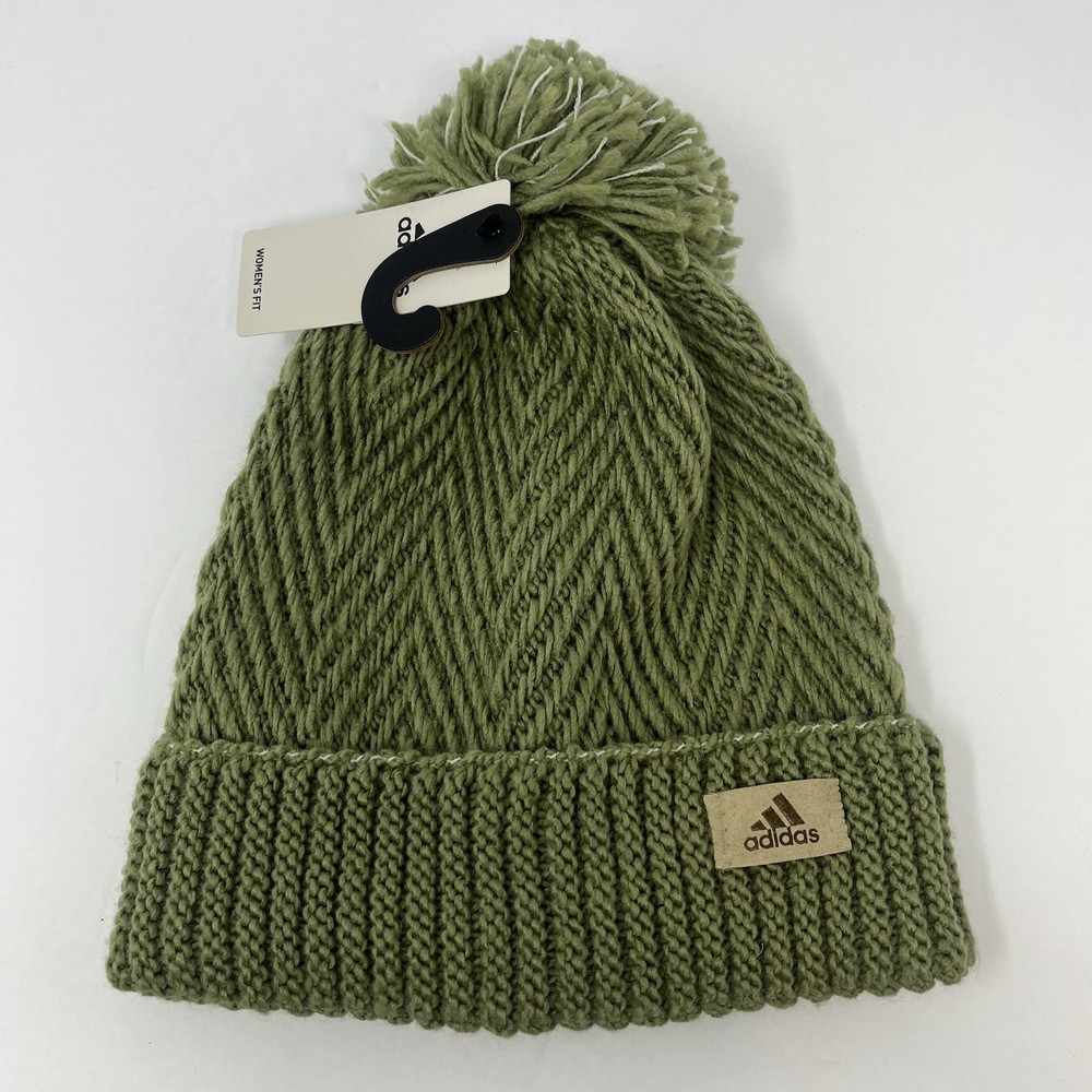 Adidas Originals Women’s Cuffed Fold Beanie Winter Hat Cap Toboggan Knit Green
