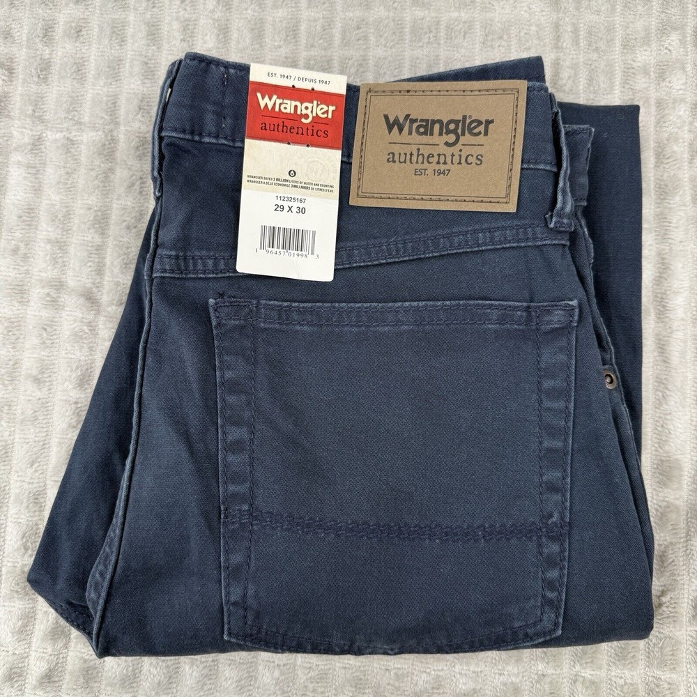Wrangler Men's Classic Chino Pants 30x30 Blue Flat Front Dress Casual Tag 29x30