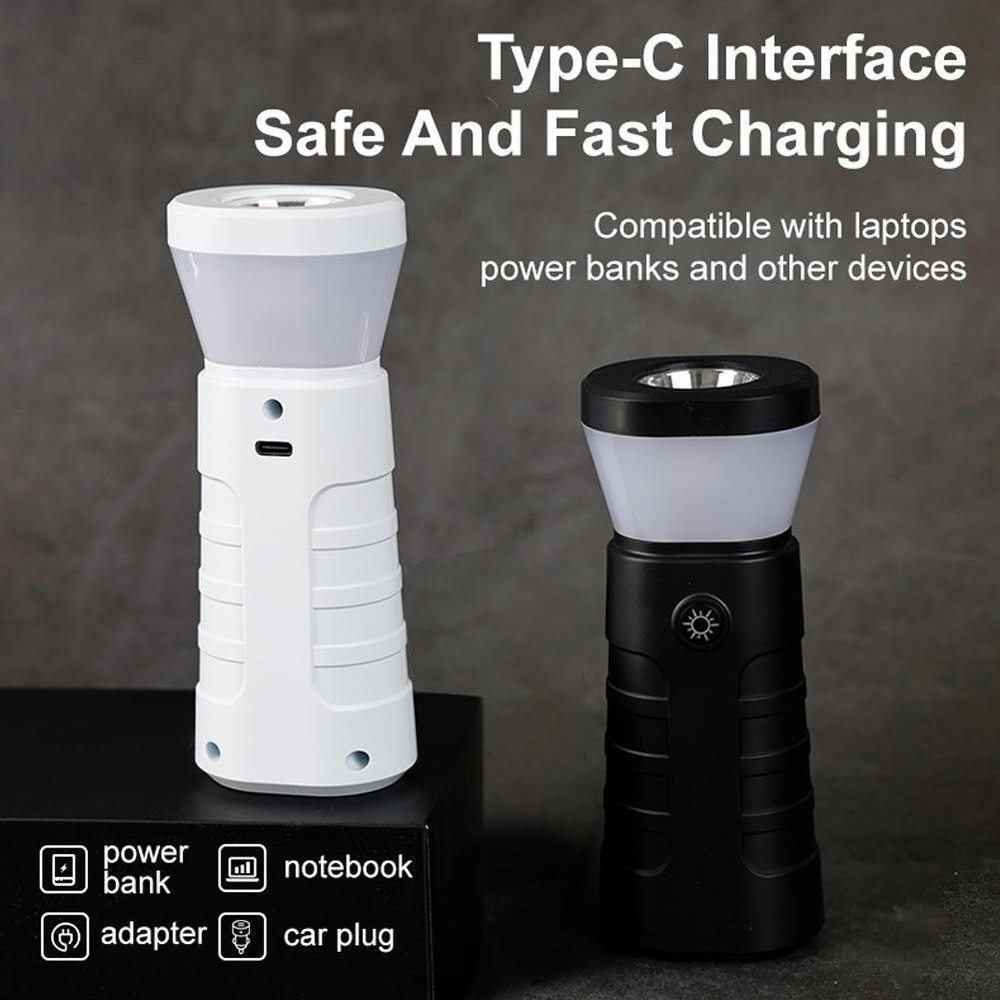 ABS LED Torch Lamp USB Rechargeable 4 Modes GXX