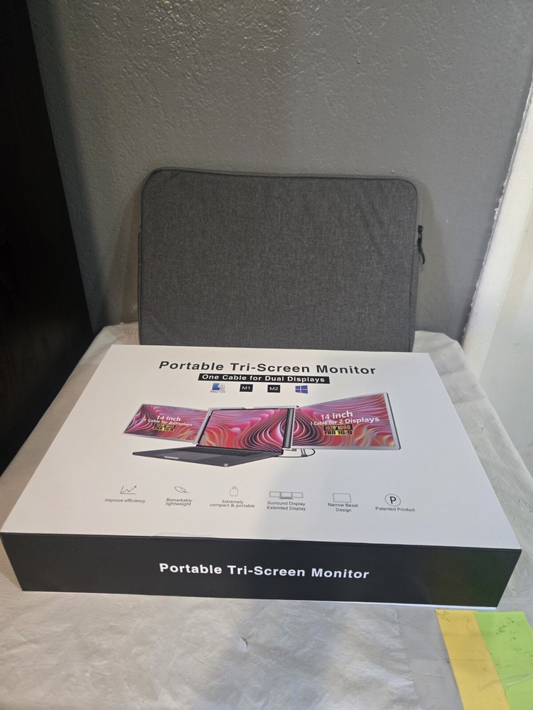 Apildella Portable Tri-Screen Monitor 14 inch 1 cable for 2 Displays 1920*1080