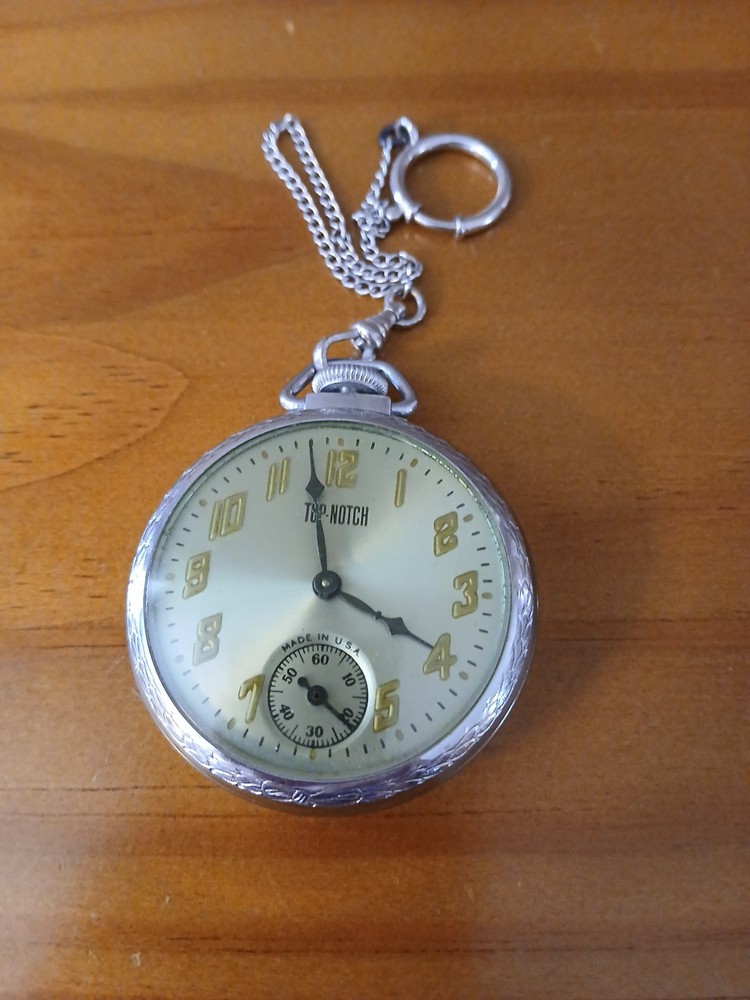 Vintage Top Notch Brand Pocket Watch Eingraham Works without Original Chain.