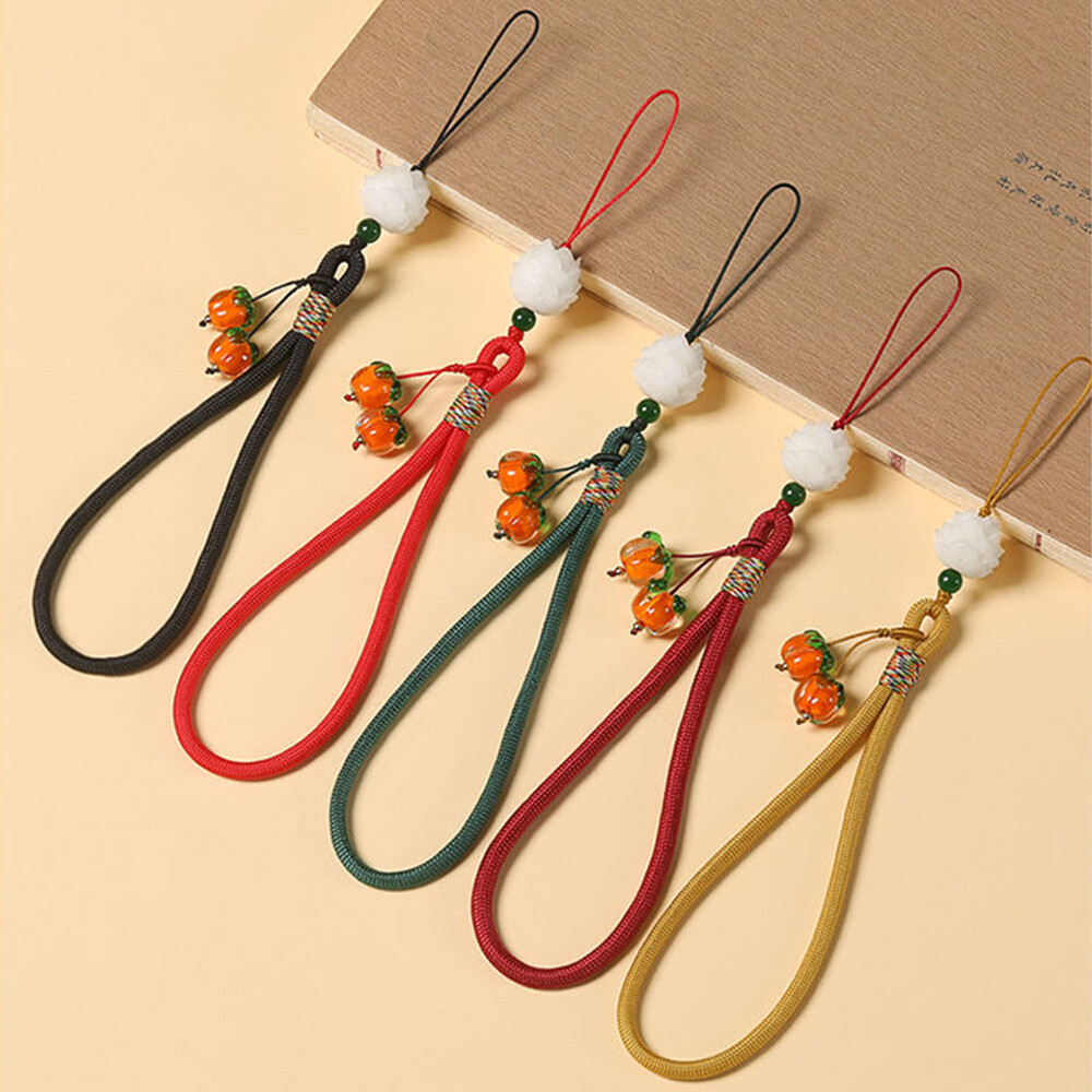 Lucky Cat Phone Charm with Persimmon Bodhi for Good Fortune-image