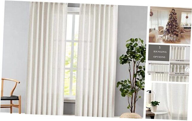 Pinch Pleat Slub Yarn Sheer Curtains 108 Inches Extra 40