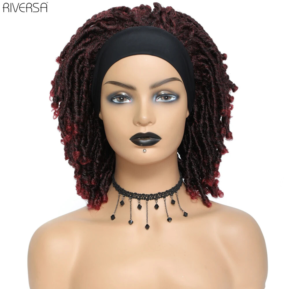 Ombre Synthetic Braided Wig with Faux Locs Crochet Twist Hair Headband  