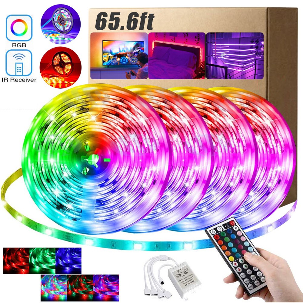 Color-changing LED strip lights with remote for Christmas decor