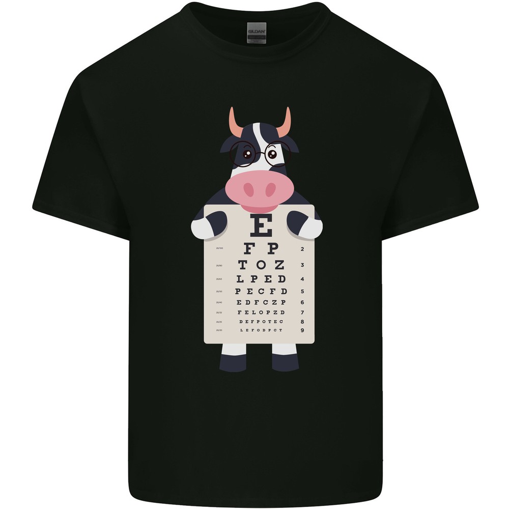 a Cow Holding a Snellen Eye Chart Glasses Mens Light Cotton T-Shirt