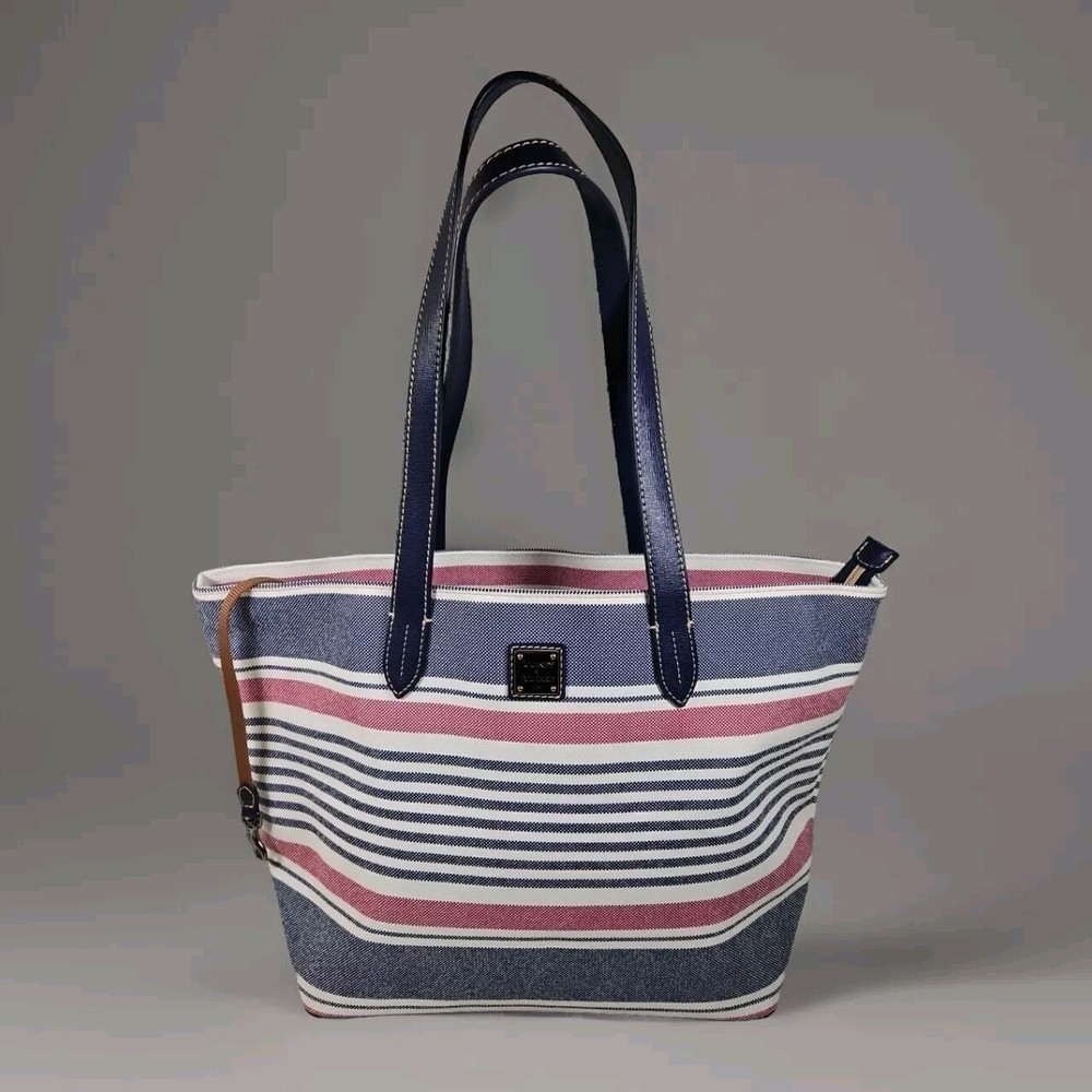 Dooney & Bourke Waverly Large Striped Tote Handbag in Red White Blue