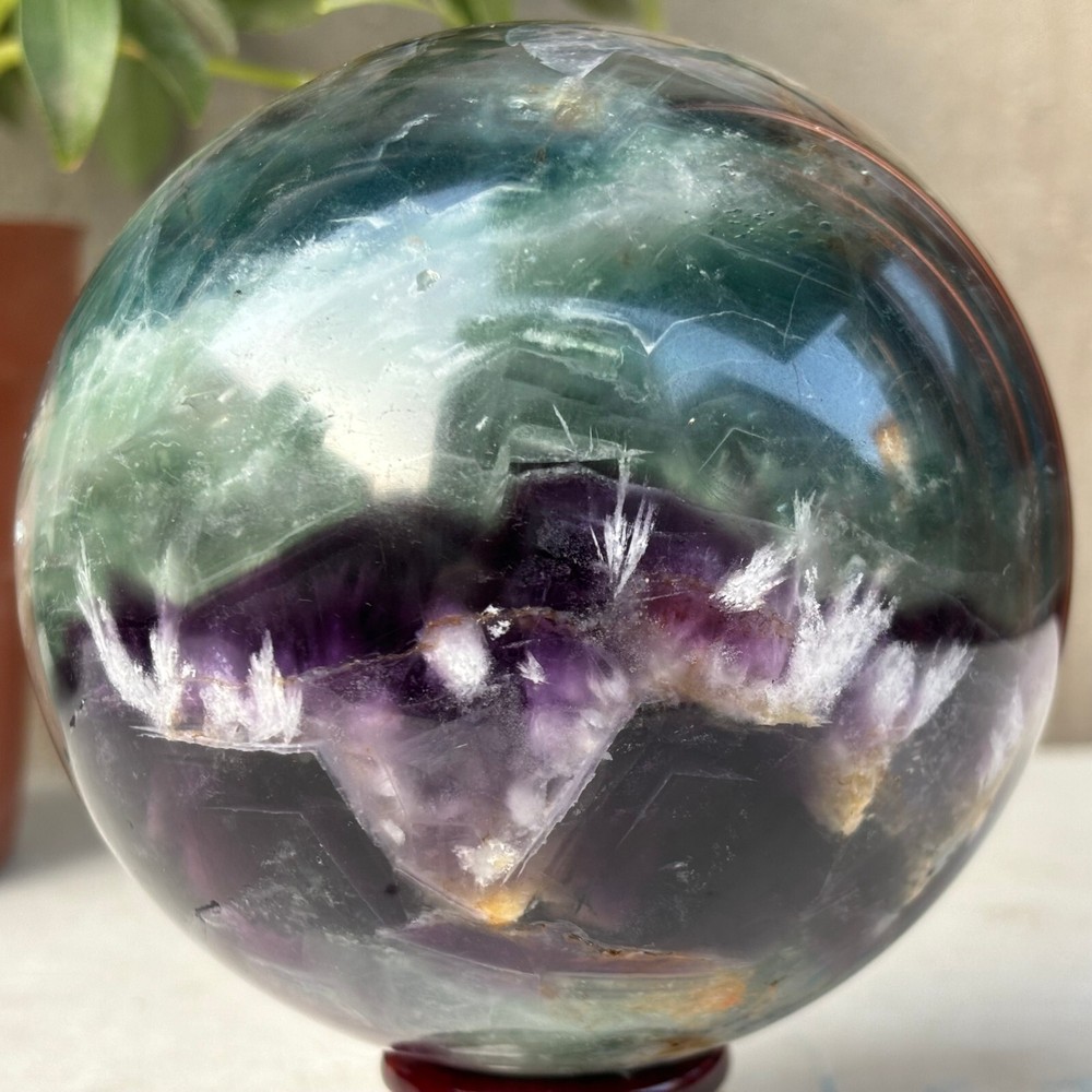 1963g Natural Green Fluorite Ball Quartz Crysta Energy Sphere Reiki healing