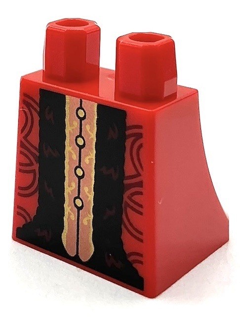 Lego New Red Lower Body Skirt w/ Robe Ends Copper and Gold Centre Part