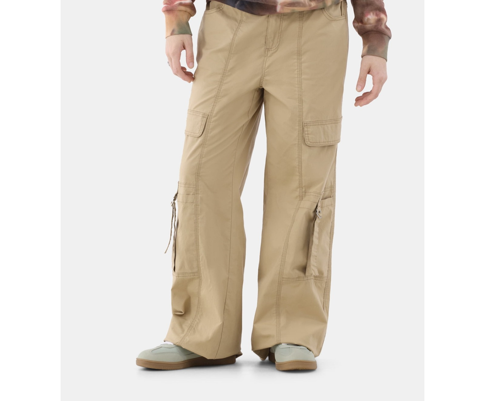 No Boundaries Girl's Cargo Parachute Pants, 29” Inseam ,Hot Cocoa Size L(12-14)