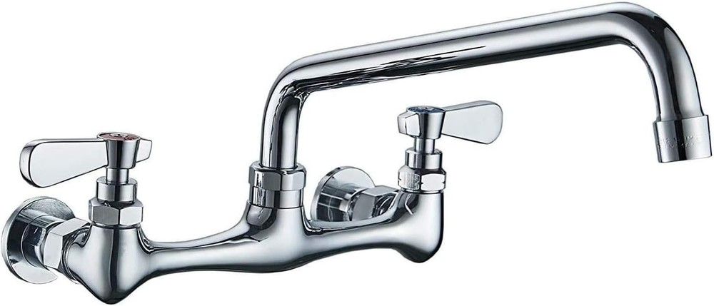 Wall-Mount Commercial Kitchen Faucet with 8-Inch Swivel Spout for 2-Hole Sink
