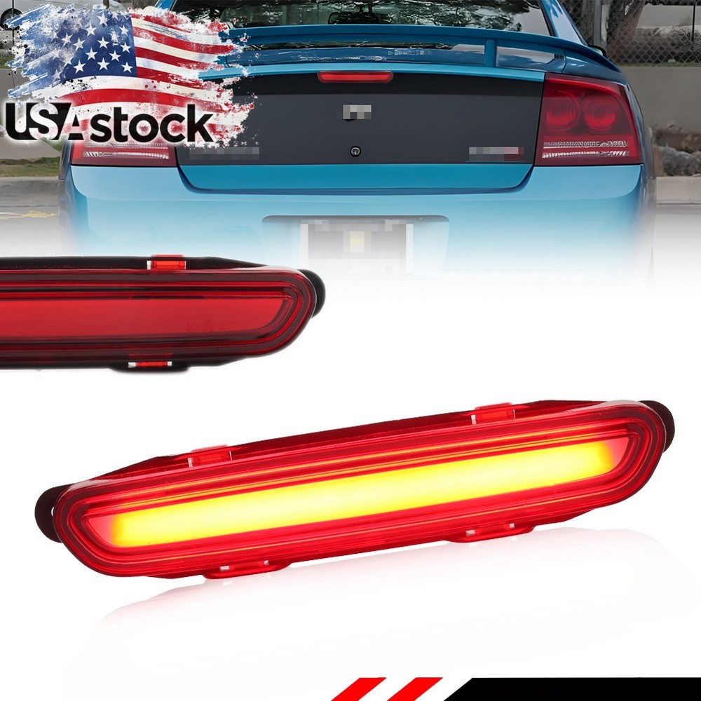 Red Lens 3D LED Bar 3rd Tail Brake Rear Stop Light For 2006-2010 Dodge Charger