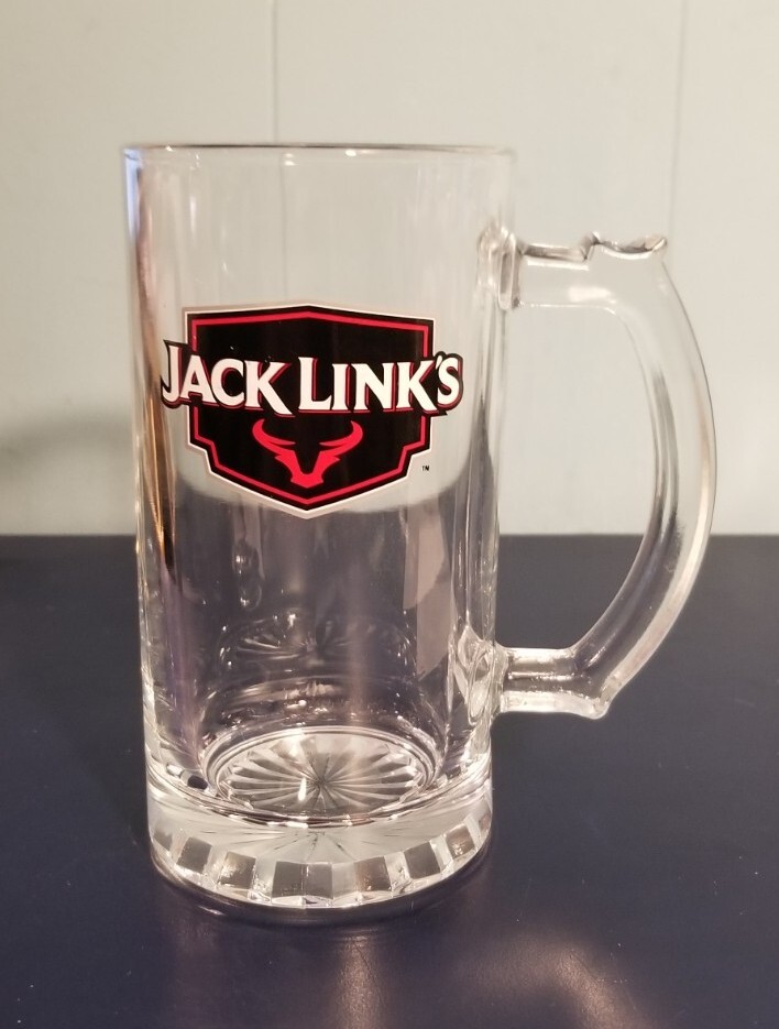 Jack Links Beer Mug Glass 6 Inch Tall DesignPac NEW Clear Beer Glass