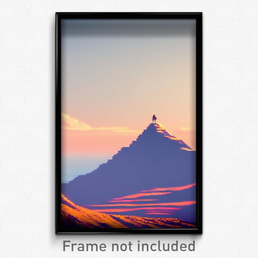 Pixel Art Poster - Familiar Plateau (8 Bit Psychedelic Trippy Video Game Print)