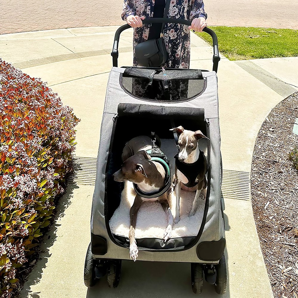 Pet Stroller Up to 150lbs for Medium/Large Dogs and Cats 4-Wheel Travel Carriage