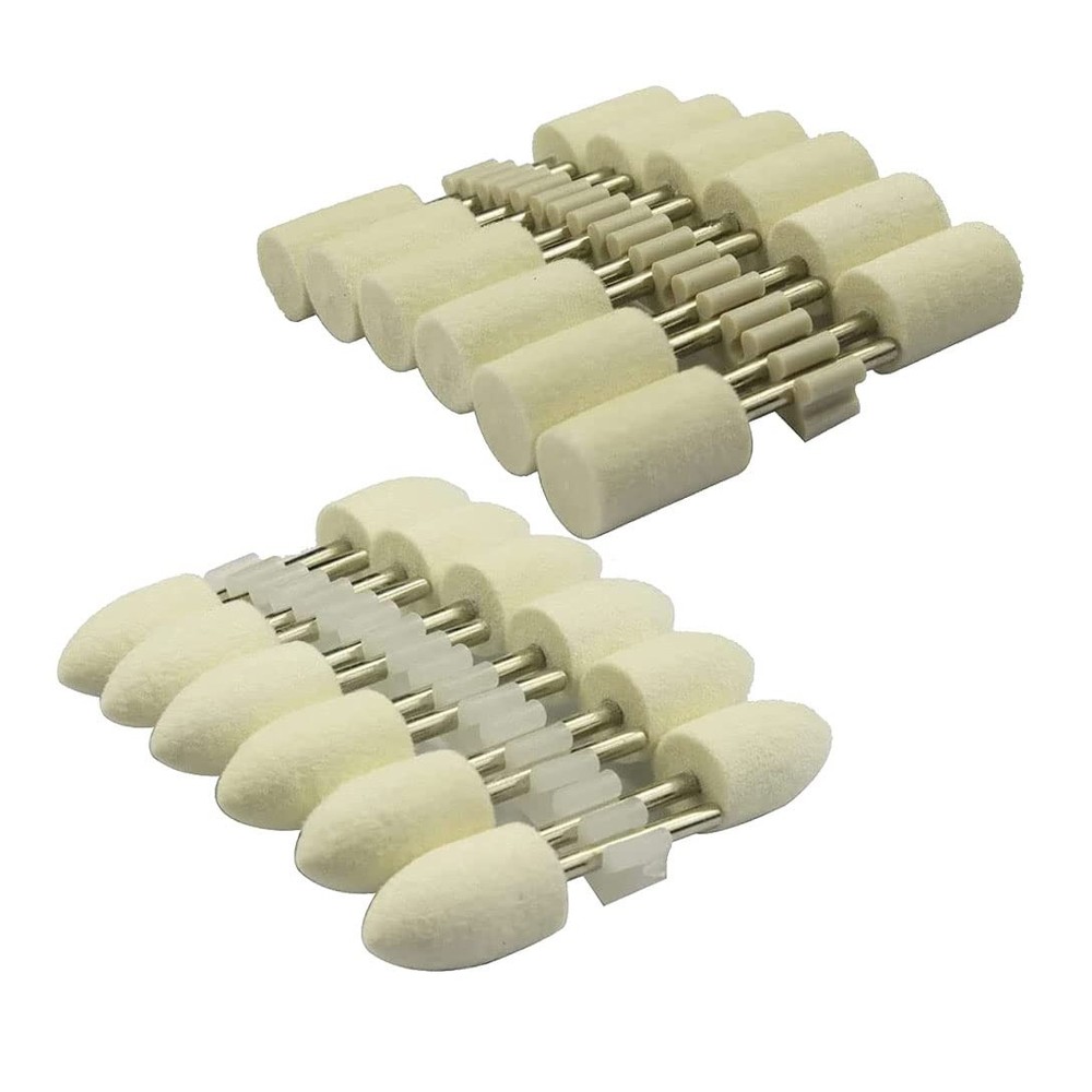 Luo ke 24 Pcs Wool Polishing Bit, 1/8 Inch Shank Felt Buffing Tips for Dremel Ro