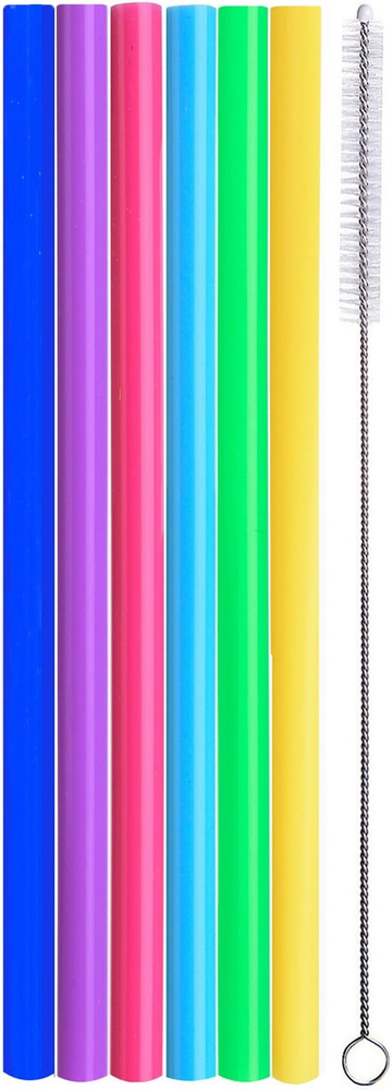 Reusable Silicone Smoothie Straws, 12” Extra Long Flexible Half Gallon Replaceme