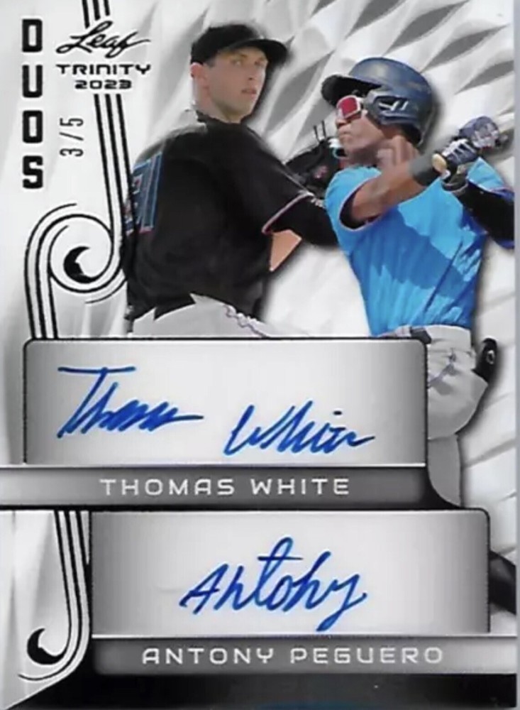 Thomas White Anthony Peguero Dual Autograph 3/5 Miami Marlins #1 Prospect ONLY 5